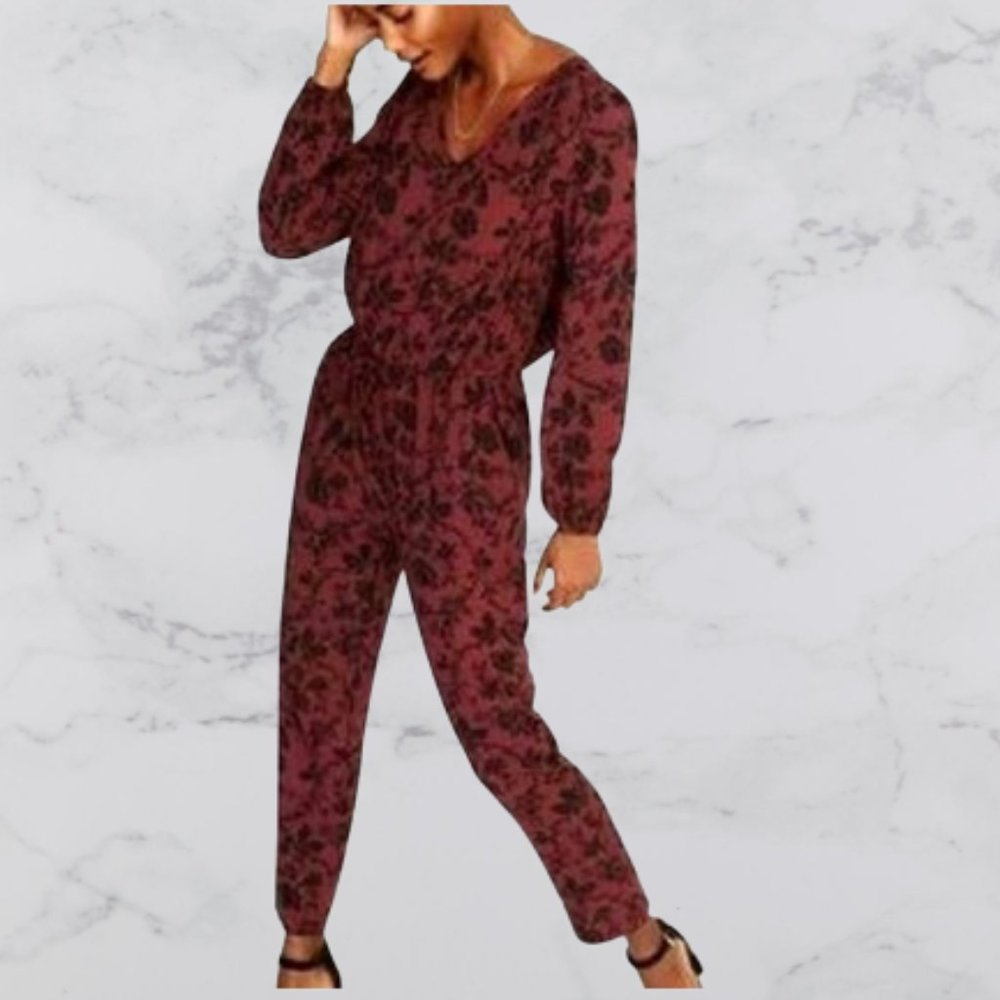 OLD NAVY Red/Black V-Neck Jumpsuit NWOT (L)
